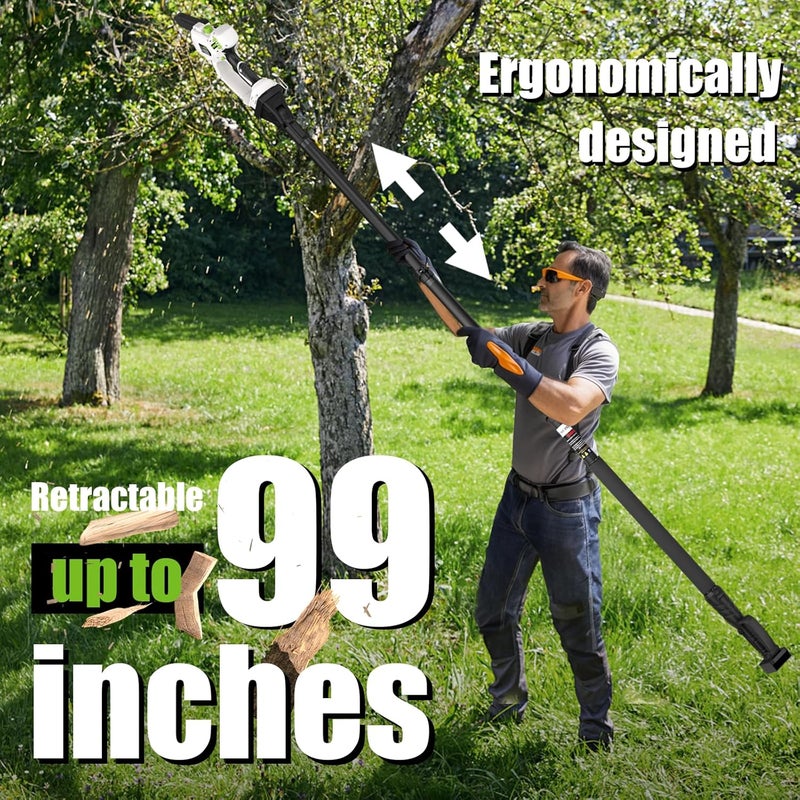 GARDTEC 20V MAX* Brushless Cordless Pole Saw + 6 Inch Mini Chainsaw Cordless, 99-inch Max Reach & Multi-Angle for Tree Branches Pruning, Wood Cutting(2.0Ah Battery and Charger Included) - Image 4